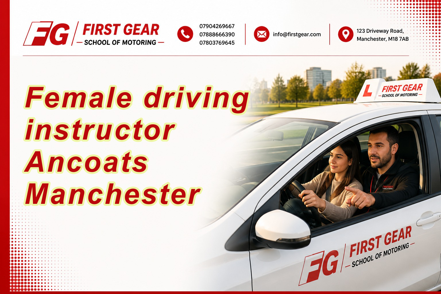 Female driving instructor Ancoats Manchester