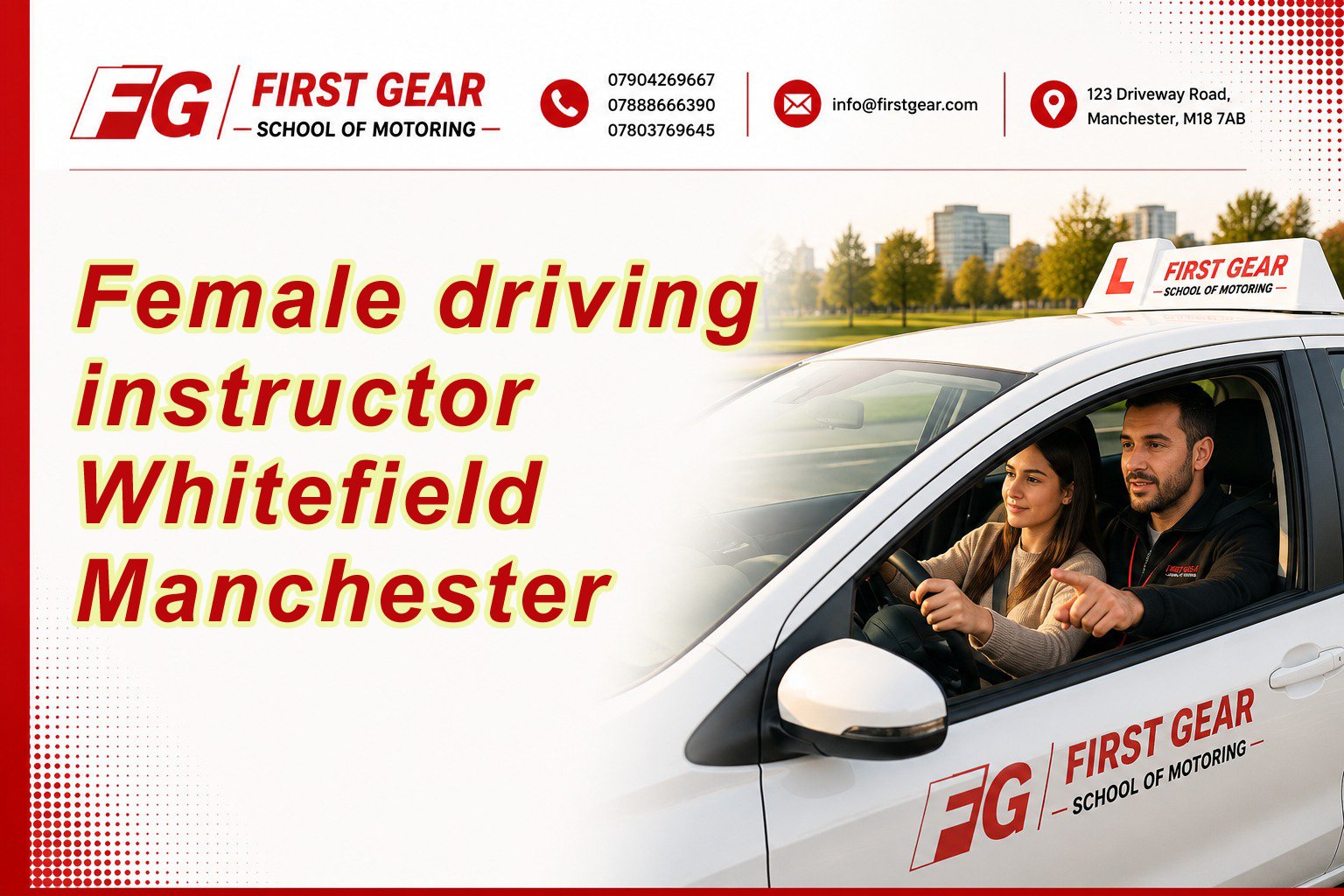 Female driving instructor Whitefield Manchester